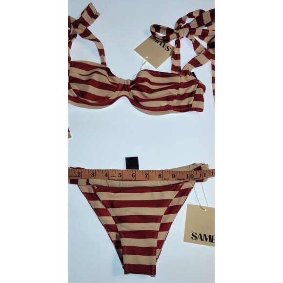 SAME LOS ANGELES 2 PC BIKINY WOMENS The Lady Bra And Rucched Bottom Stripped XS - Picture 7 of 13